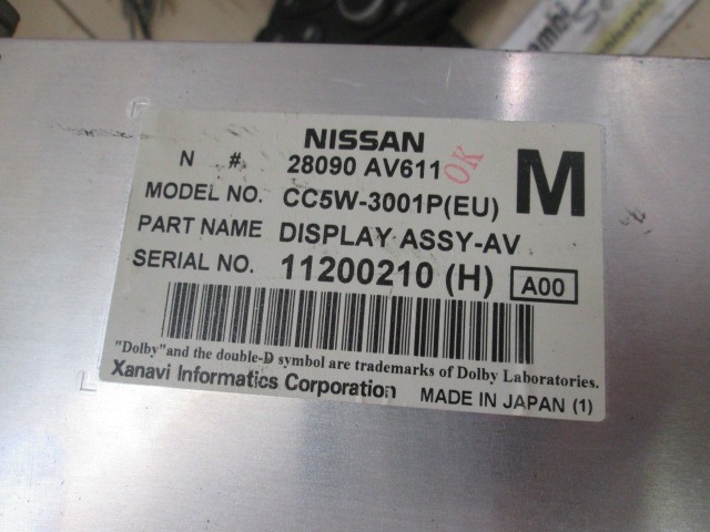 REZERVNI DELI, RADIJSKO-NAVIGACIJSKE NAPRAVE OEM N. 28090AV611 ORIGINAL REZERVNI DEL NISSAN PRIMERA P12E (01/2002 - 10/2006) DIESEL LETNIK 2002