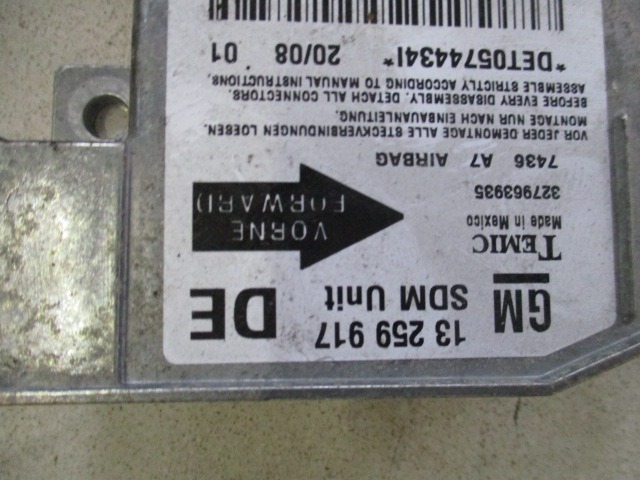 KIT AIRBAG KOMPLET OEM N. 18228 KIT AIRBAG COMPLETO ORIGINAL REZERVNI DEL OPEL MERIVA A X03 R (2006 - 2010) BENZINA LETNIK 2008