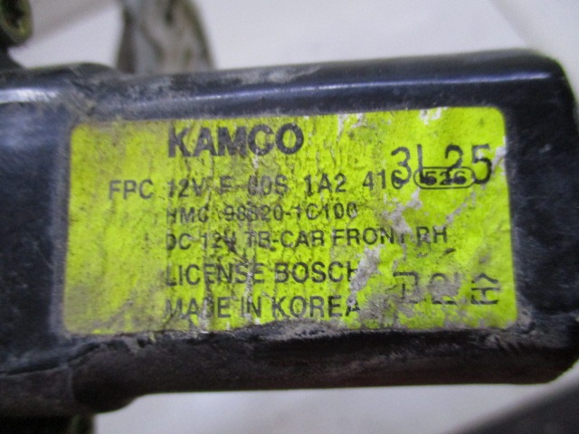 MEHANIZEM DVIGA SPREDNJIH STEKEL  OEM N. 98820-1C100 ORIGINAL REZERVNI DEL HYUNDAI GETZ TB (2002 - 02/2006) DIESEL LETNIK 2004