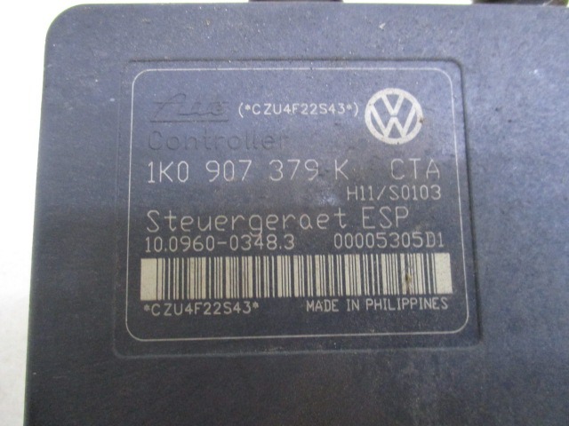 ABS AGREGAT S PUMPO OEM N. 1K0907379K ORIGINAL REZERVNI DEL VOLKSWAGEN GOLF V 1K1 1K5 MK5 BER/SW (02/2004-11/2008) DIESEL LETNIK 2004