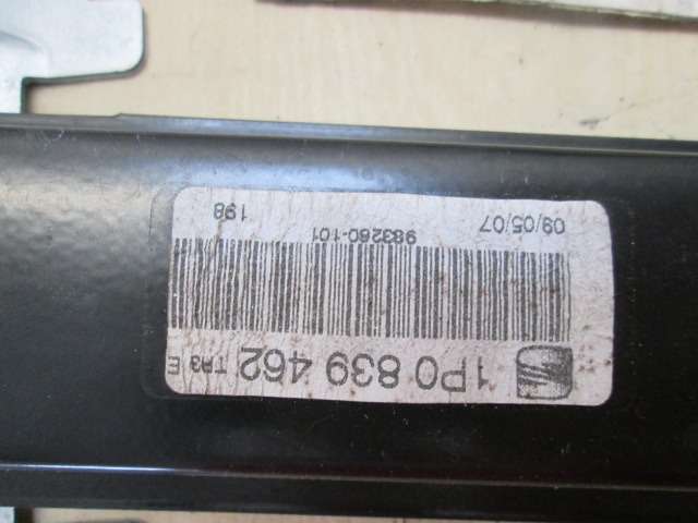 ROCNI SISTEM ZA DVIGOVANJE ZADNJEGA STEKLA  OEM N. C1P0839462 ORIGINAL REZERVNI DEL SEAT LEON 1P1 MK2 (2005 - 2012) BENZINA LETNIK 2007