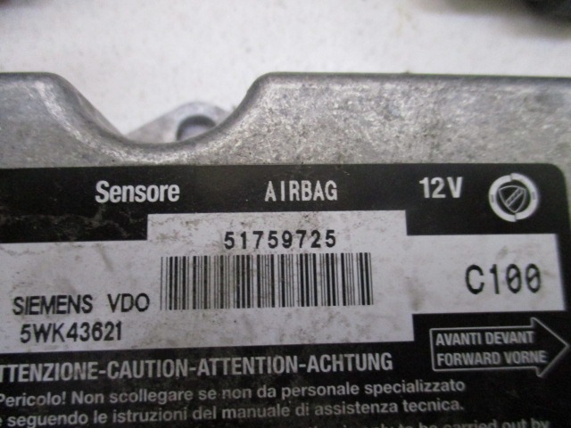 KIT AIRBAG KOMPLET OEM N. 16589 KIT AIRBAG COMPLETO ORIGINAL REZERVNI DEL FIAT MULTIPLA 186 R (2004 - 2010) BENZINA/METANO LETNIK 2008