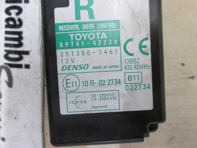 RACUNALNIK VRAT IN STEKEL OEM N. 8974142220 ORIGINAL REZERVNI DEL TOYOTA RAV 4 A3 MK3 (2006 - 03/2009) DIESEL LETNIK 2008