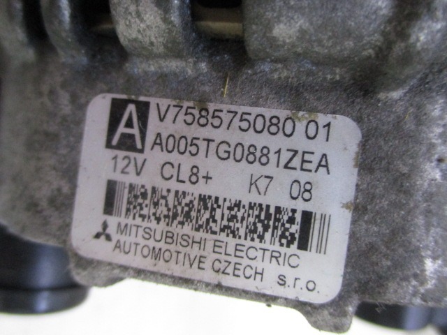 ALTERNATOR OEM N. A005TG0881ZEA ORIGINAL REZERVNI DEL PEUGEOT 207 / 207 CC WA WC WD WK (2006 - 05/2009) BENZINA LETNIK 2008