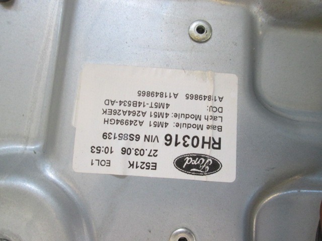 MEHANIZEM ZA ZADNJA VRATA  OEM N. 4M51-A264A26-EK ORIGINAL REZERVNI DEL FORD FOCUS DA HCP DP MK2 BER/SW (2005 - 2008) DIESEL LETNIK 2006