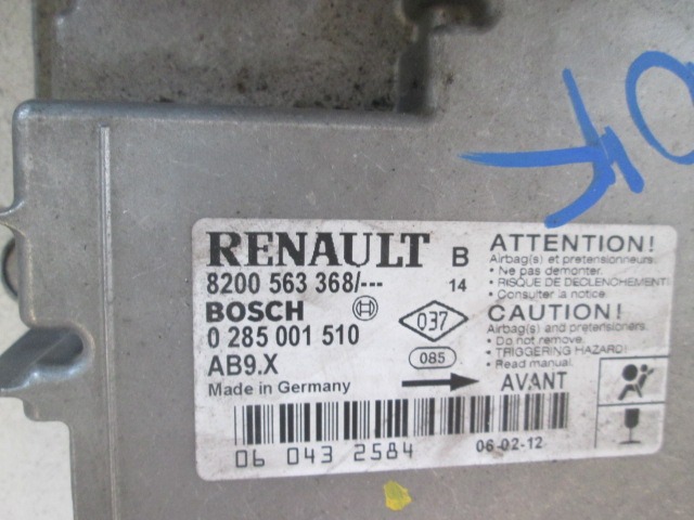 KIT AIRBAG KOMPLET OEM N. 19052 KIT AIRBAG COMPLETO ORIGINAL REZERVNI DEL RENAULT CLIO BR0//1 CR0/1 KR0/1 MK3 (2005 - 05/2009) DIESEL LETNIK 2006