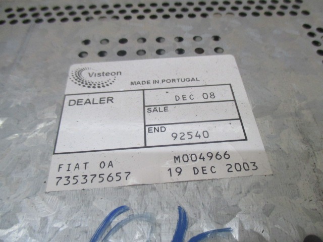 RADIO CD / OJACEVALNIK / IMETNIK HIFI OEM N. 735375657 ORIGINAL REZERVNI DEL FIAT STILO 192 BER/SW (2001 - 2004) DIESEL LETNIK 2003