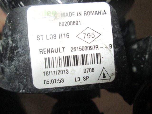 LEVA MEGLENKA OEM N. 2615000997R ORIGINAL REZERVNI DEL DACIA SANDERO / SANDERO STEPWAY MK2 (2012 - 2016) BENZINA LETNIK 2013