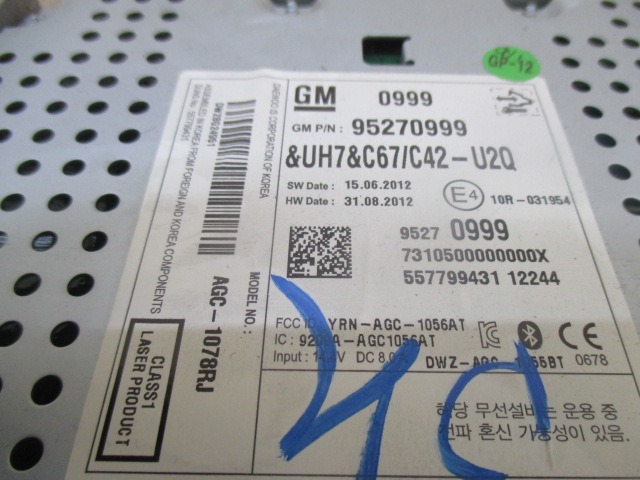 RADIO CD / OJACEVALNIK / IMETNIK HIFI OEM N. 95270999 ORIGINAL REZERVNI DEL CHEVROLET CRUZE J300 J305 (2009 - 2019) DIESEL LETNIK 2013