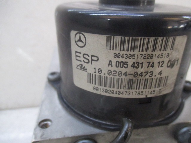 ABS AGREGAT S PUMPO OEM N. A0054317412 ORIGINAL REZERVNI DEL MERCEDES CLASSE C W203 BER/SW (2000 - 2007) DIESEL LETNIK 2005