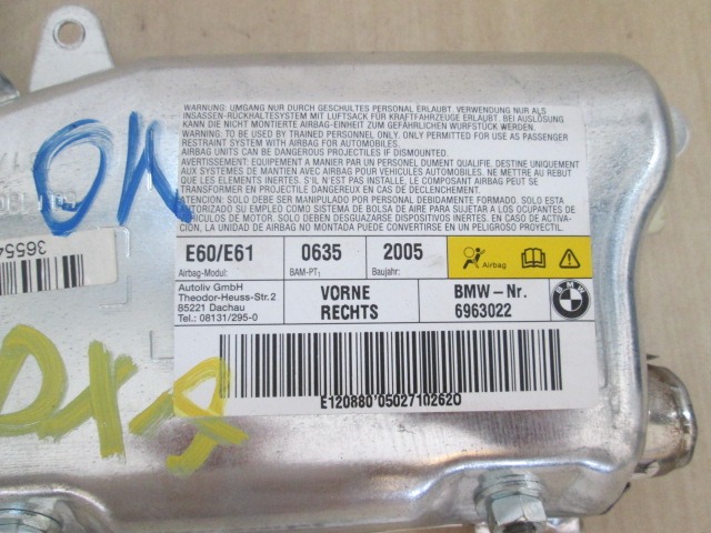 AIRBAG VRATA OEM N. 601190501C ORIGINAL REZERVNI DEL BMW SERIE 5 E60 E61 (2003 - 2010) DIESEL LETNIK 2005