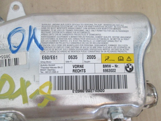 AIRBAG VRATA OEM N. 601190501C ORIGINAL REZERVNI DEL BMW SERIE 5 E60 E61 (2003 - 2010) DIESEL LETNIK 2005