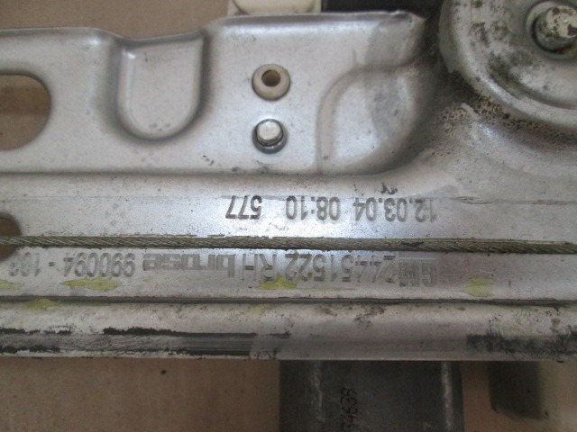 MEHANIZEM DVIGA ZADNJIH STEKEL  OEM N. 24451522 ORIGINAL REZERVNI DEL OPEL VECTRA C Z02 BER/SW (2002 - 2006) DIESEL LETNIK 2004