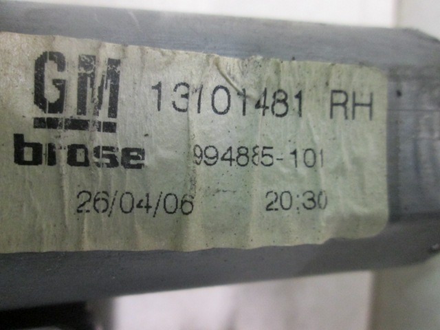 MEHANIZEM DVIGA SPREDNJIH STEKEL  OEM N. 994885-101 ORIGINAL REZERVNI DEL OPEL ASTRA H A04 L48,L08,L35,L67 5P/3P/SW (2004 - 2007) DIESEL LETNIK 2006