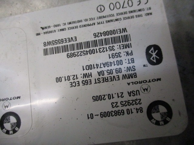 RACUNALNIK TELEFONA  OEM N. 6983009 ORIGINAL REZERVNI DEL BMW SERIE 7 E65/E66/E67/E68 LCI R (2005 - 2008) DIESEL LETNIK 2005