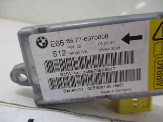 AIRBAG SENZOR OEM N. 65.77-6970908 ORIGINAL REZERVNI DEL BMW SERIE 7 E65/E66/E67/E68 LCI R (2005 - 2008) DIESEL LETNIK 2005