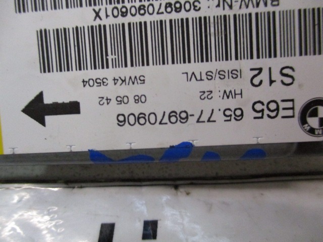 AIRBAG SENZOR OEM N. 65.77-6970906 ORIGINAL REZERVNI DEL BMW SERIE 7 E65/E66/E67/E68 LCI R (2005 - 2008) DIESEL LETNIK 2005