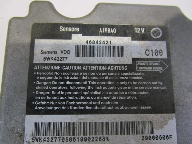 KIT AIRBAG KOMPLET OEM N. 18932 KIT AIRBAG COMPLETO ORIGINAL REZERVNI DEL ALFA ROMEO 147 937 R (2005 - 2010) DIESEL LETNIK 2007