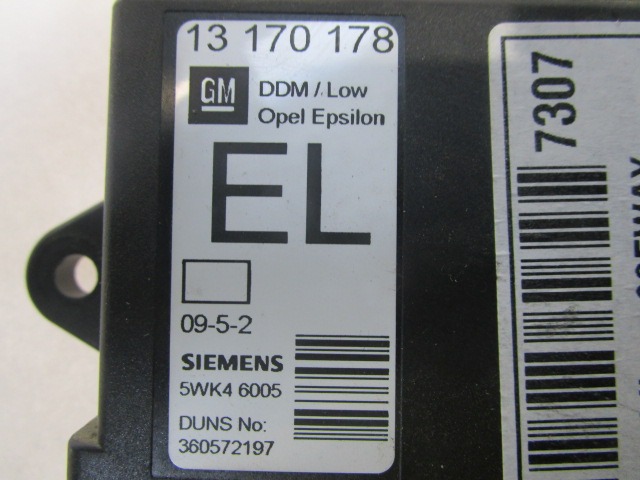 RACUNALNIK VRAT IN STEKEL OEM N. 13170178 ORIGINAL REZERVNI DEL OPEL VECTRA C Z02 BER/SW (2002 - 2006) DIESEL LETNIK 2005