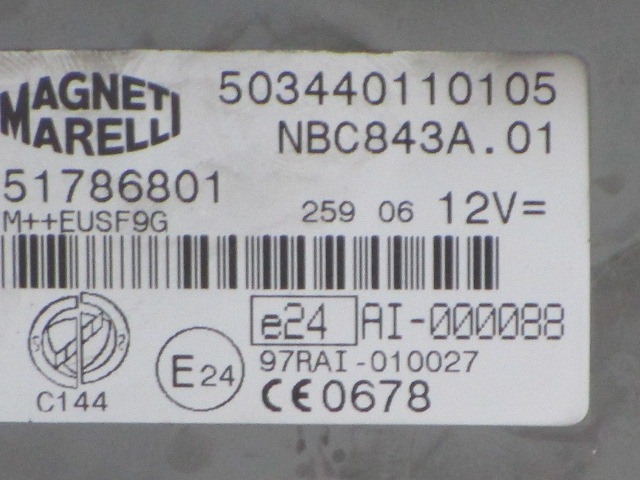 KOMPLET ODKLEPANJE IN VZIG  OEM N. 20034 KIT ACCENSIONE AVVIAMENTO ORIGINAL REZERVNI DEL LANCIA Y YPSILON 843 R (2006 - 2011) DIESEL LETNIK 2007