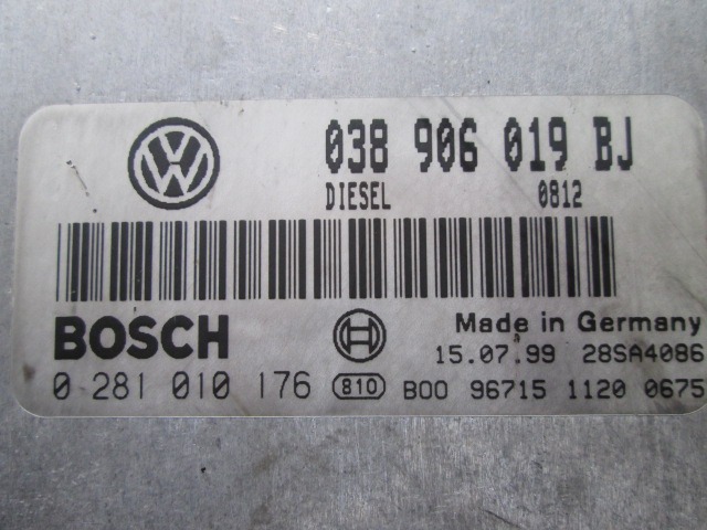 OSNOVNA KRMILNA ENOTA DDE / MODUL ZA VBRIZGAVANJE OEM N. 038906019BJ ORIGINAL REZERVNI DEL VOLKSWAGEN PASSAT B5 3B2 3B5 BER/SW (08/1996 - 11/2000)DIESEL LETNIK 1999