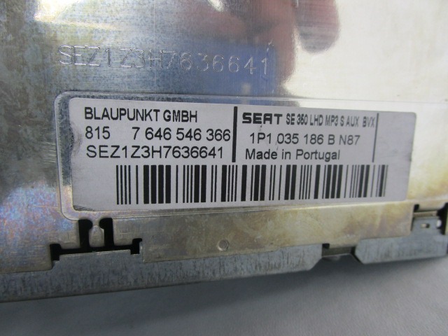 RADIO CD / OJACEVALNIK / IMETNIK HIFI OEM N. 1P1035186B ORIGINAL REZERVNI DEL SEAT LEON 1P1 MK2 (2005 - 2012) DIESEL LETNIK 2008