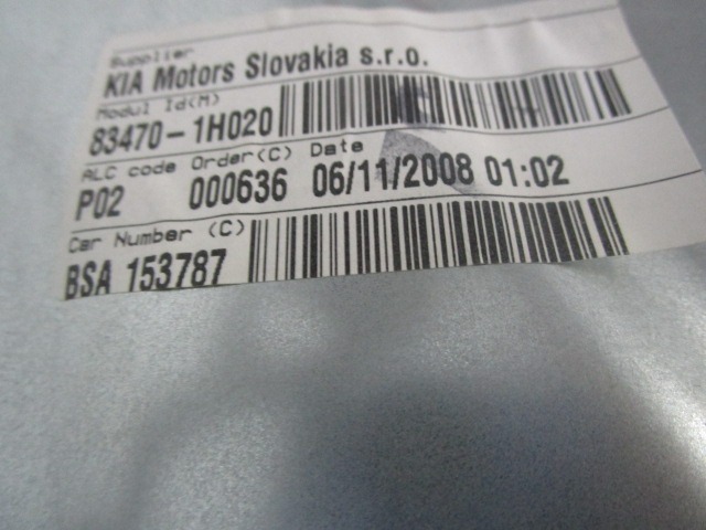 MEHANIZEM ZA ZADNJA VRATA  OEM N. 83470-1H020 ORIGINAL REZERVNI DEL KIA CEE'D / PRO CEE'D MK1 ED (2006-2012) BENZINA/GPL LETNIK 2008