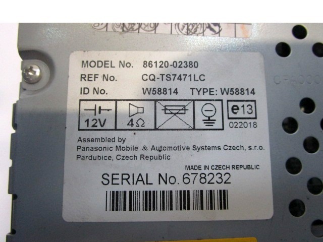 RADIO CD / OJACEVALNIK / IMETNIK HIFI OEM N. 86120-02380 ORIGINAL REZERVNI DEL TOYOTA COROLLA E12 (2000 - 2006) DIESEL LETNIK 2006