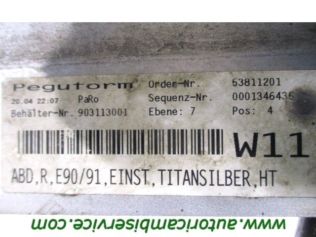 OKRASNA LETEV PRAGA  OEM N. 903113001 ORIGINAL REZERVNI DEL BMW SERIE 3 BER/SW/COUPE/CABRIO E90/E91/E92/E93 (2005 -2009) DIESEL LETNIK 2007