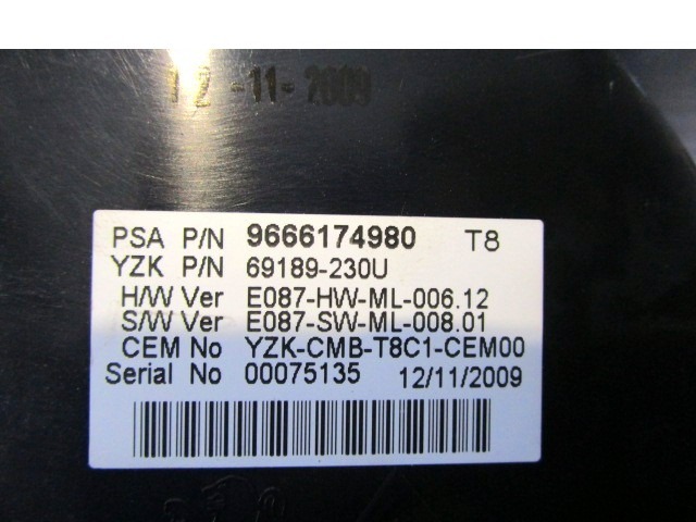 KILOMETER STEVEC OEM N. 9666174980 ORIGINAL REZERVNI DEL PEUGEOT 5008 0U 0E MK1 (2009 - 2013) DIESEL LETNIK 2010