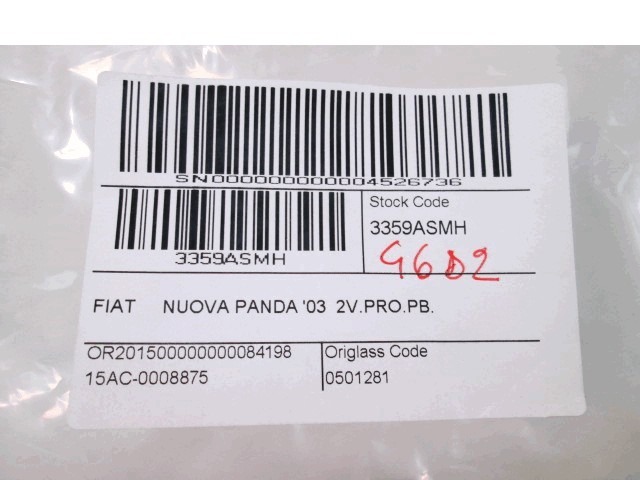 TESNILO ZA STEKLA OEM N. 3359ASMH ORIGINAL REZERVNI DEL FIAT PANDA 169 (2003 - 08/2009) BENZINA LETNIK 2003