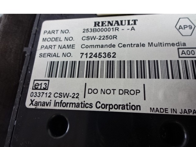 REZERVNI DELI, RADIJSKO-NAVIGACIJSKE NAPRAVE OEM N. 280600004R ORIGINAL REZERVNI DEL RENAULT LAGUNA BT0/1 KT0/1 MK3 BER/SW (10/2007 - 08/2010) DIESEL LETNIK 2008