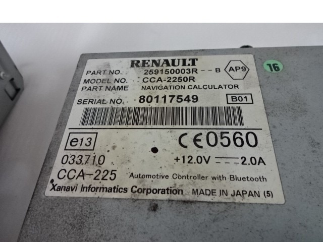 REZERVNI DELI, RADIJSKO-NAVIGACIJSKE NAPRAVE OEM N. 280600004R ORIGINAL REZERVNI DEL RENAULT LAGUNA BT0/1 KT0/1 MK3 BER/SW (10/2007 - 08/2010) DIESEL LETNIK 2008