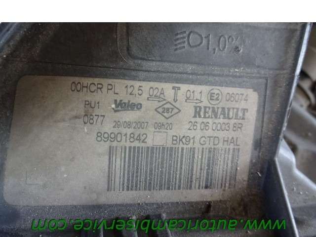 SPREDNJI LEVI ZAROMETI  OEM N. 260600038R ORIGINAL REZERVNI DEL RENAULT LAGUNA BT0/1 KT0/1 MK3 BER/SW (10/2007 - 08/2010) DIESEL LETNIK 2008