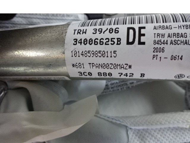 ZRACNA BLAZINA GLAVA DESNA OEM N. 3C0880742B ORIGINAL REZERVNI DEL VOLKSWAGEN PASSAT B6 3C2 3C5 BER/SW (2005 - 09/2010)  DIESEL LETNIK 2006