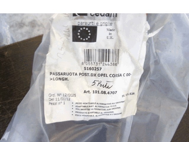 OEM N. 5160257 ORIGINAL REZERVNI DEL OPEL CORSA C X01 (10/2000 - 2004) BENZINA LETNIK 2000