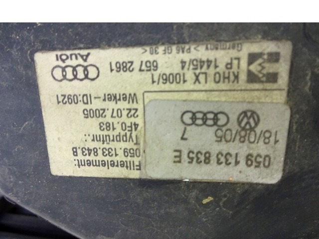 FILTAR ZRAKA OEM N. 059133835E ORIGINAL REZERVNI DEL AUDI A6 C6 4F2 4FH 4F5 BER/SW/ALLROAD (07/2004 - 10/2008) DIESEL LETNIK 2005