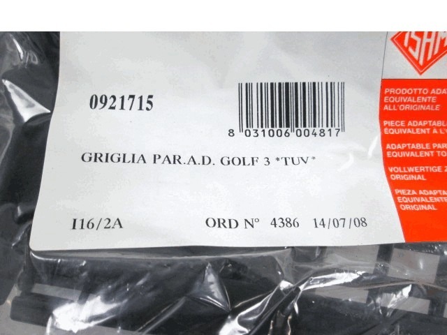 MASKA ODBIJACA OEM N. 921715 ORIGINAL REZERVNI DEL VOLKSWAGEN GOLF III 1H1 1E7 1H5 MK3 (08/1992 - 07/1998) BENZINA LETNIK 1992