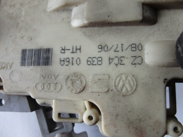 CENTRALNO ZAKLEPANJE ZADNJIH DESNIH VRAT OEM N. 3C4839016A ORIGINAL REZERVNI DEL VOLKSWAGEN PASSAT B6 3C2 3C5 BER/SW (2005 - 09/2010)  DIESEL LETNIK 2007