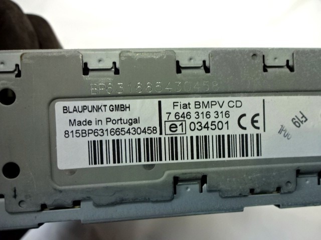 RADIO CD / OJACEVALNIK / IMETNIK HIFI OEM N. 7646316316 ORIGINAL REZERVNI DEL FIAT IDEA 350 (2003 - 2008) DIESEL LETNIK 2006