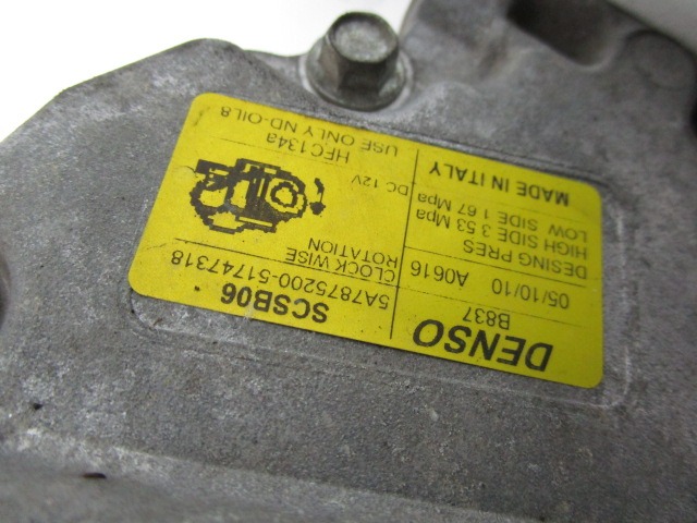 KOMPRESOR KLIME  OEM N. 51747318 ORIGINAL REZERVNI DEL LANCIA Y YPSILON 843 R (2006 - 2011) BENZINA LETNIK 2010