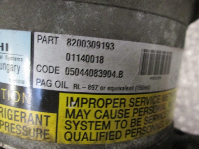 KOMPRESOR KLIME  OEM N. 8200309193 ORIGINAL REZERVNI DEL RENAULT MEGANE MK2 BM0/1 CM0/1 EM0/1 KM0/1 LM0/1 BER/GRANDTOUR  (10/2002 - 02/2006) DIESEL LETNIK 2005