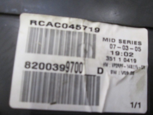 KILOMETER STEVEC OEM N. 8200399700 ORIGINAL REZERVNI DEL RENAULT MEGANE MK2 BM0/1 CM0/1 EM0/1 KM0/1 LM0/1 BER/GRANDTOUR  (10/2002 - 02/2006) DIESEL LETNIK 2005