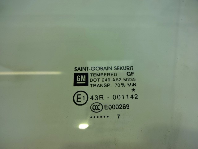 STEKLO SPREDNJIH LEVIH VRAT OEM N. 13188459 ORIGINAL REZERVNI DEL OPEL CORSA D S07 (2006 - 2011) DIESEL LETNIK 2007