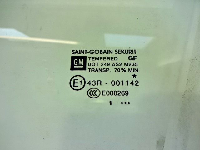 STEKLO SPREDNJIH LEVIH VRAT OEM N. 13188459 ORIGINAL REZERVNI DEL OPEL CORSA D R S07 (02/2011 - 2014) BENZINA/GPL LETNIK 2012