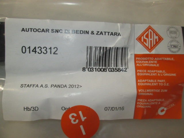NOSILCI ODBIJACA  OEM N. 51880501 ORIGINAL REZERVNI DEL FIAT PANDA 319 (DAL 2011) BENZINA/METANO LETNIK 2012