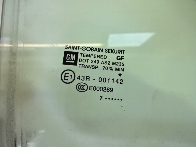 STEKLO ZADNJIH DESNIH VRAT OEM N. 13188527 ORIGINAL REZERVNI DEL OPEL CORSA D S07 (2006 - 2011) BENZINA LETNIK 2007