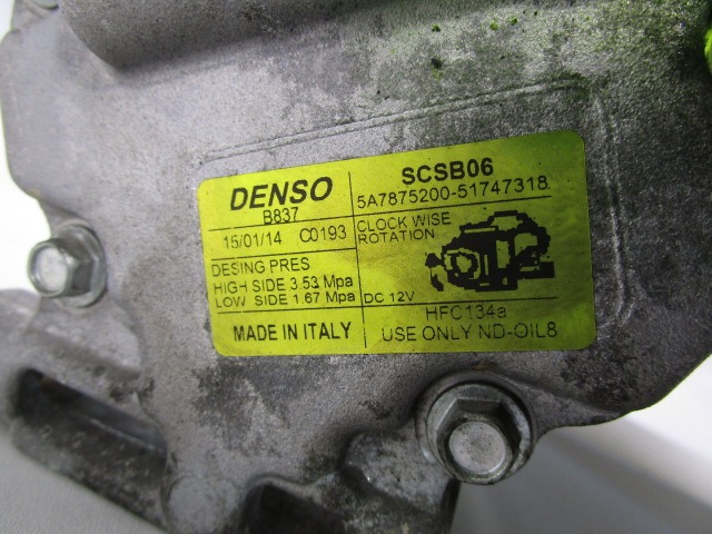 KOMPRESOR KLIME  OEM N. 51747318 ORIGINAL REZERVNI DEL LANCIA Y YPSILON 312 (dal 2011)BENZINA/GPL LETNIK 2014