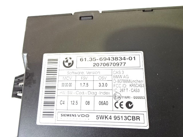 KOMPLET ODKLEPANJE IN VZIG  OEM N. 58303 KIT ACCENSIONE AVVIAMENTO ORIGINAL REZERVNI DEL BMW SERIE 1 BER/COUPE/CABRIO E81/E82/E87/E88 LCI R (2007 - 2013) DIESEL LETNIK 2007