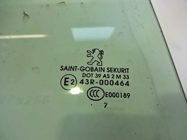 STEKLO ZADNJIH DESNIH VRAT OEM N. 9204P3 ORIGINAL REZERVNI DEL PEUGEOT 207 / 207 CC WA WC WD WK (2006 - 05/2009) DIESEL LETNIK 2007